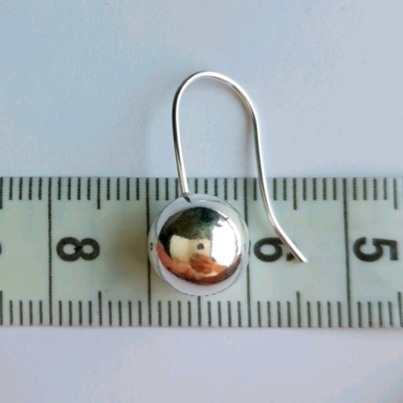 Sterling Silver bead ball drop earrings 10mm 🆕 - Picture 2 of 10